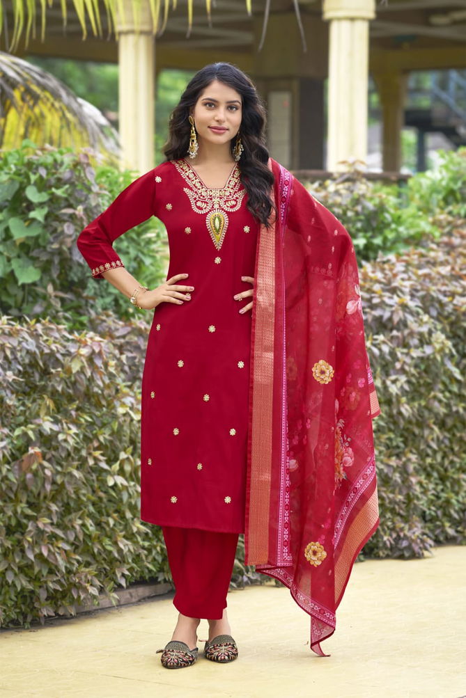 Nusrat By Ossm Viscose Roman Silk Embroidery Kurti With Bottom Dupatta Wholesalers In Delhi